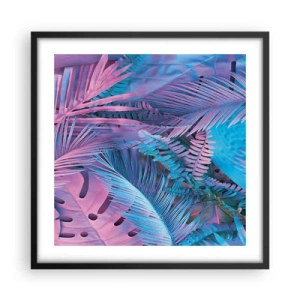 Póster en marco negro - Trópicos en rosa y azul - 50x50 cm