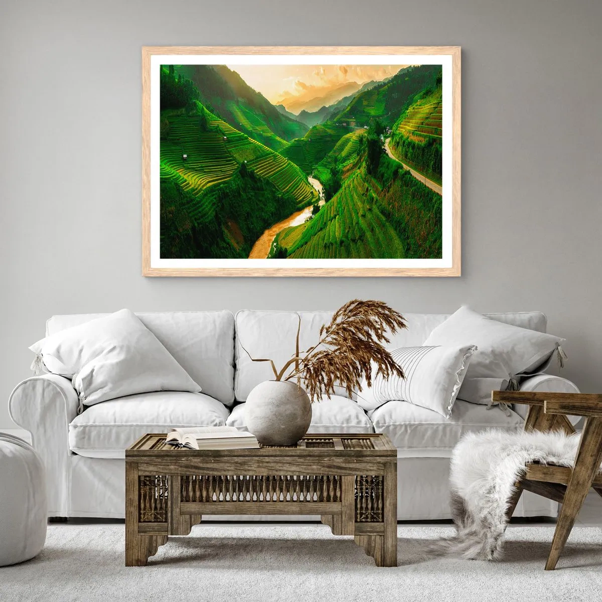 Póster en marco roble claro - Valle vietnamita - 70x50 cm