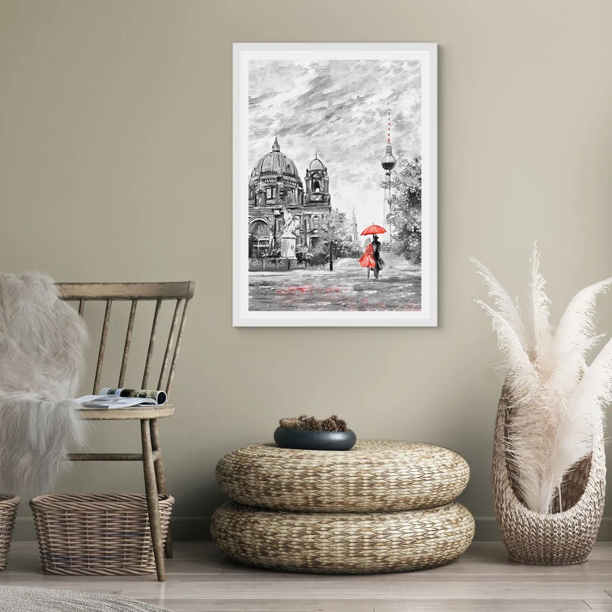 Póster en marco blanco - Reunión en Berlín - 40x50 cm