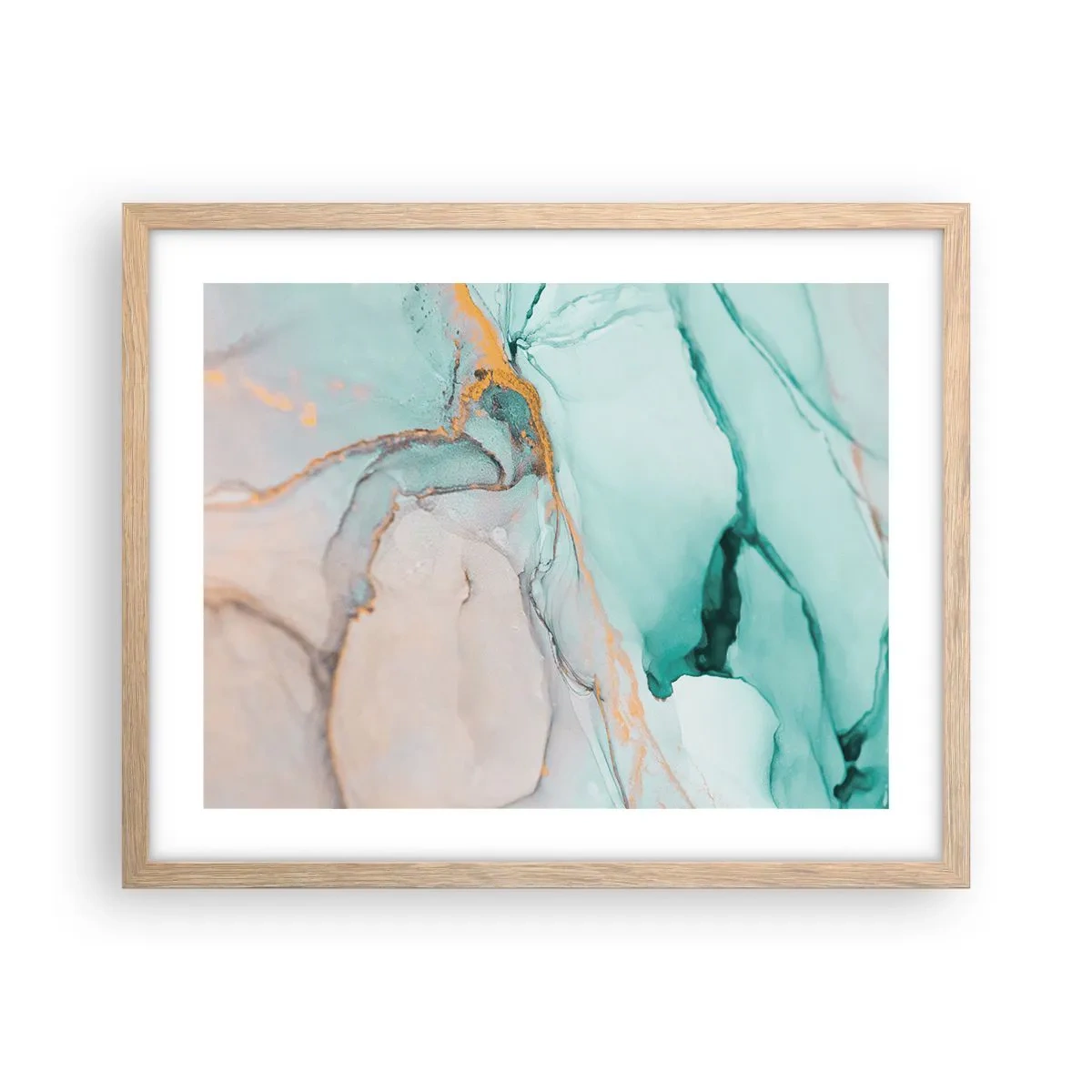 Póster en marco roble claro - Danza de formas y colores - 50x40 cm