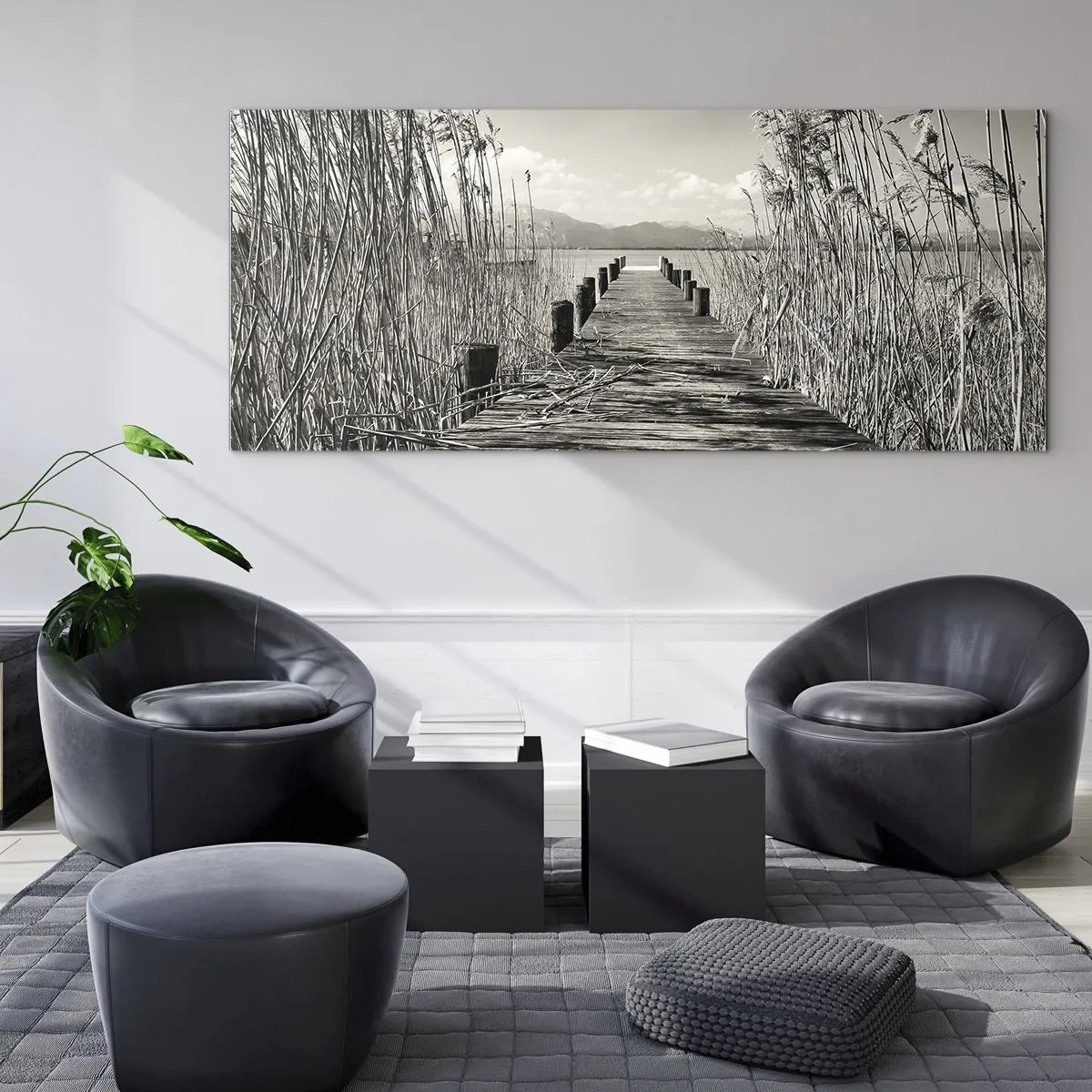 Cuadro sobre vidrio - Impresiones sobre Vidrio - En la quietud de los juncos - 90x30 cm