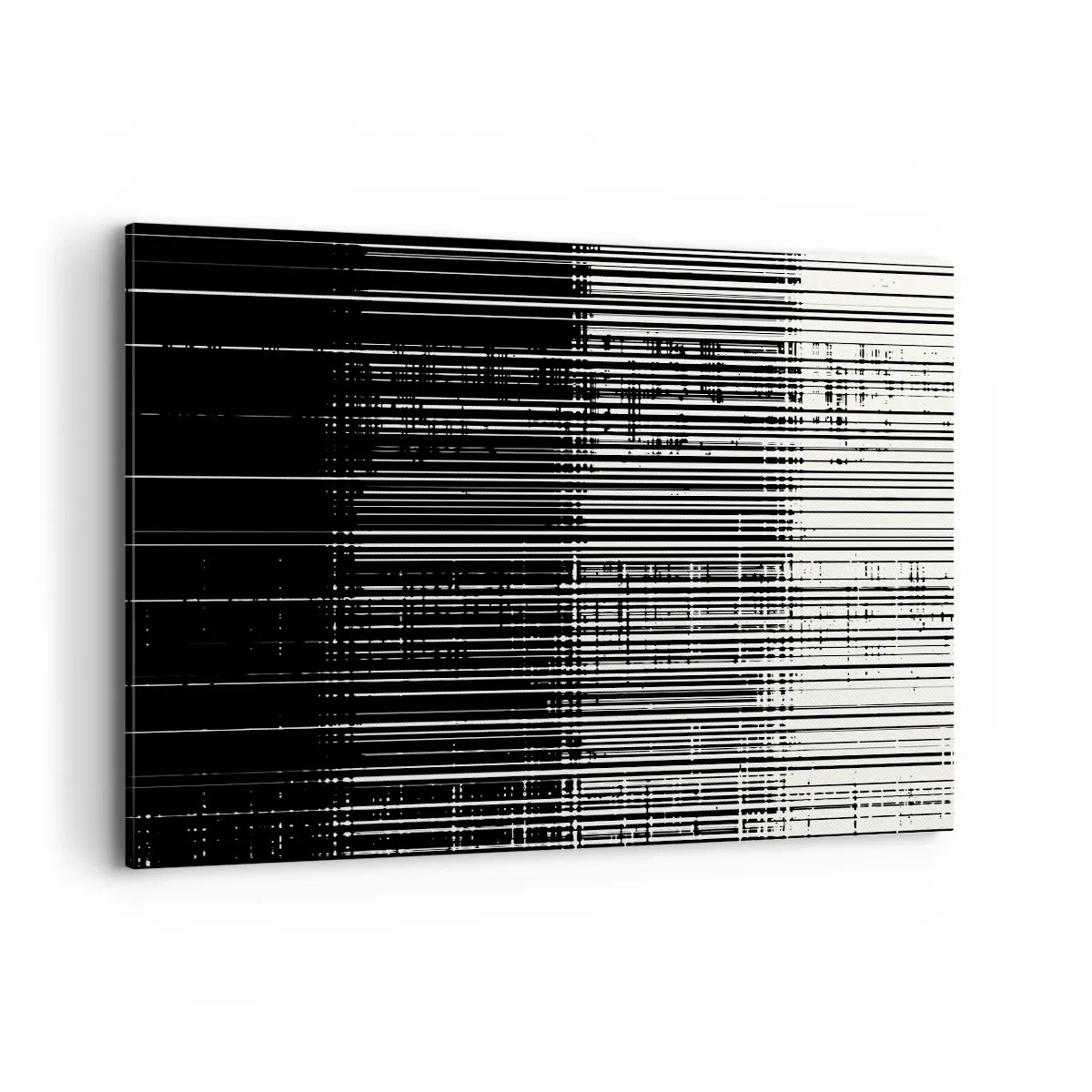 Cuadro sobre lienzo - Impresión de Imagen - Composición abstracta de líneas en blanco y negro contrastantes. - 100x70cm - Ondas y vibraciones - Decoración de pared moderna para salón y dormitorio ARTTOR