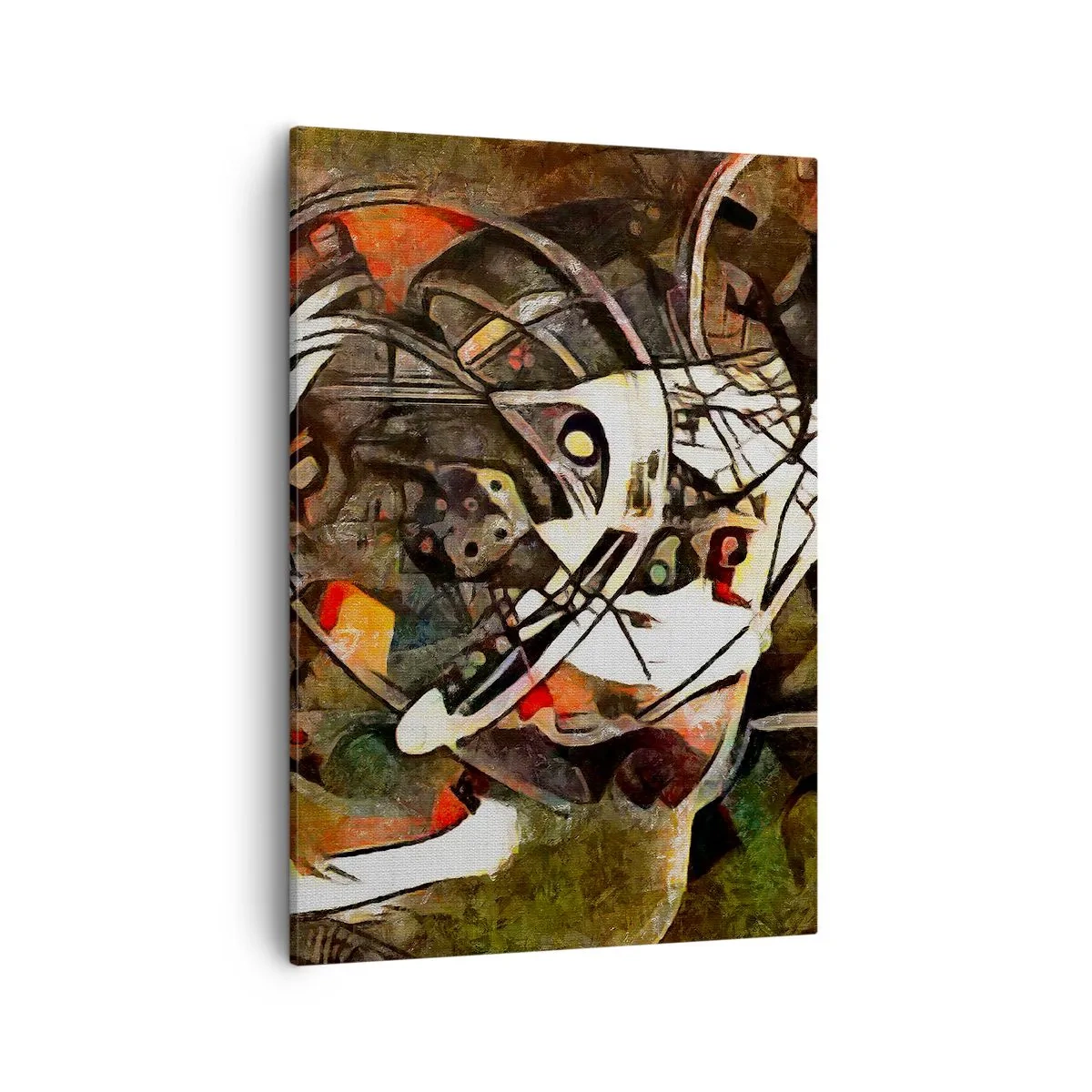 Cuadro sobre lienzo - Impresión de Imagen - Abstracción expresiva en tonos oscuros con líneas dinámicas. - 50x70cm - ¿Oyes el movimiento? - Decoración de pared moderna para salón y dormitorio ARTTOR