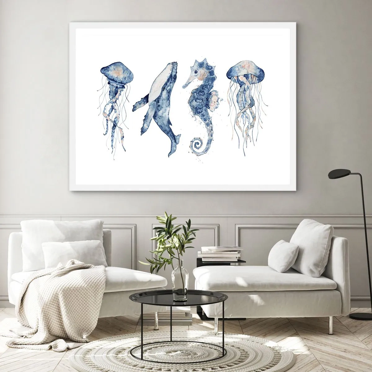 Póster en marco blanco - Fauna marina - 70x50 cm