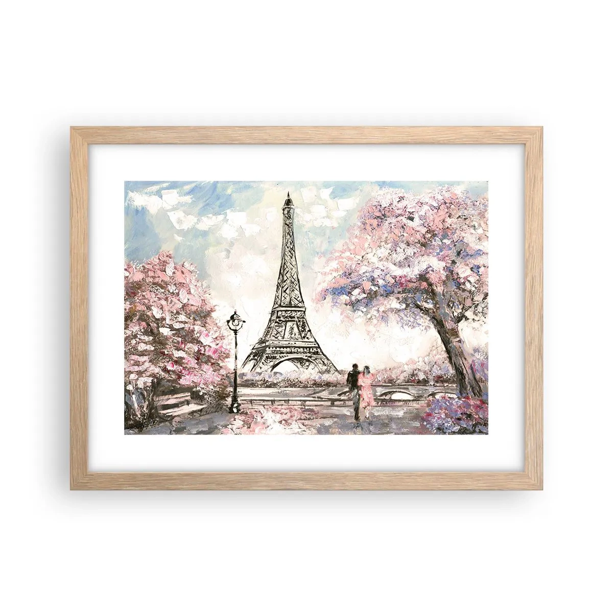 Póster en marco roble claro - Un paseo por París en abril - 40x30 cm