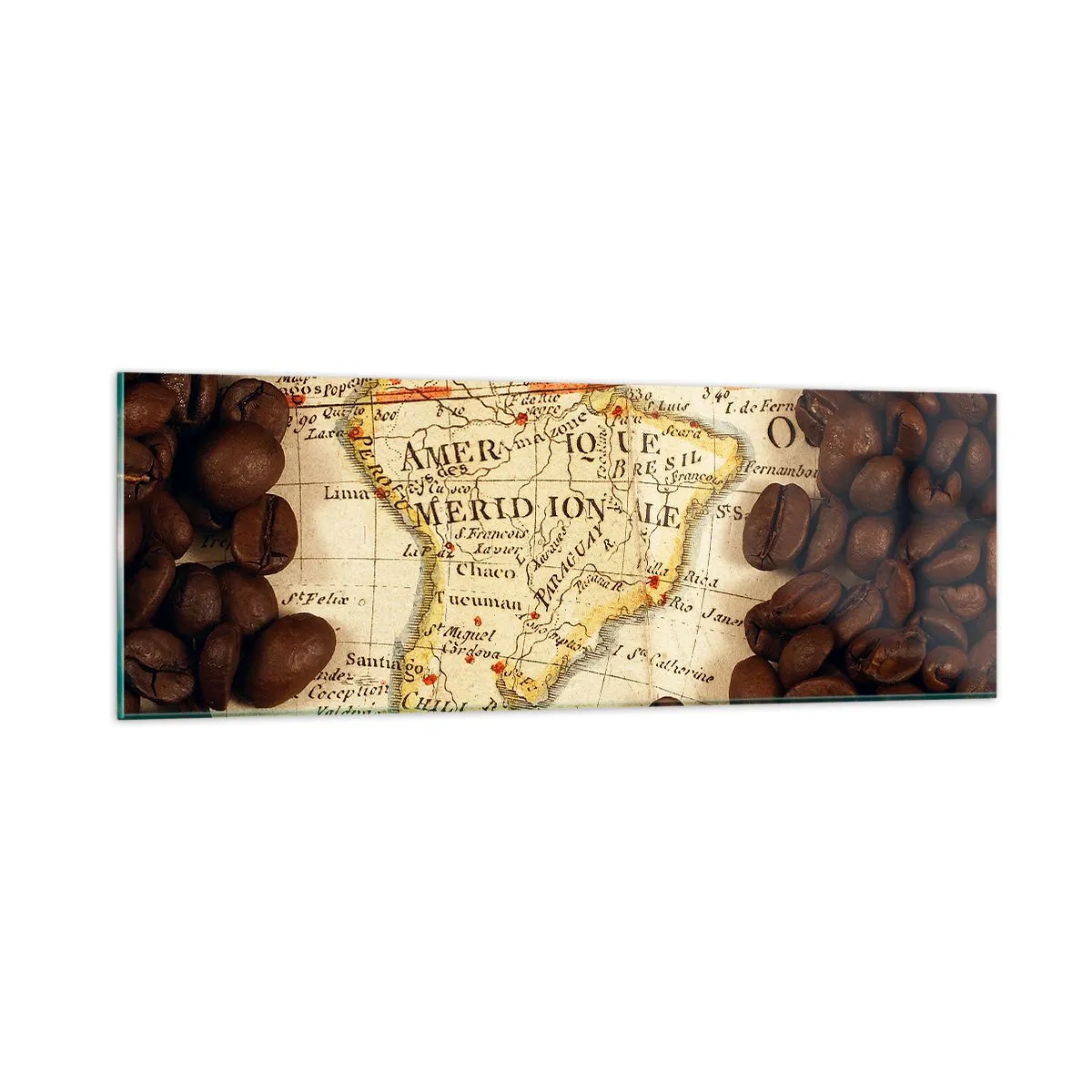 Cuadro sobre vidrio - Impresiones sobre Vidrio - ¿De dónde viene el mejor café? - 90x30 cm