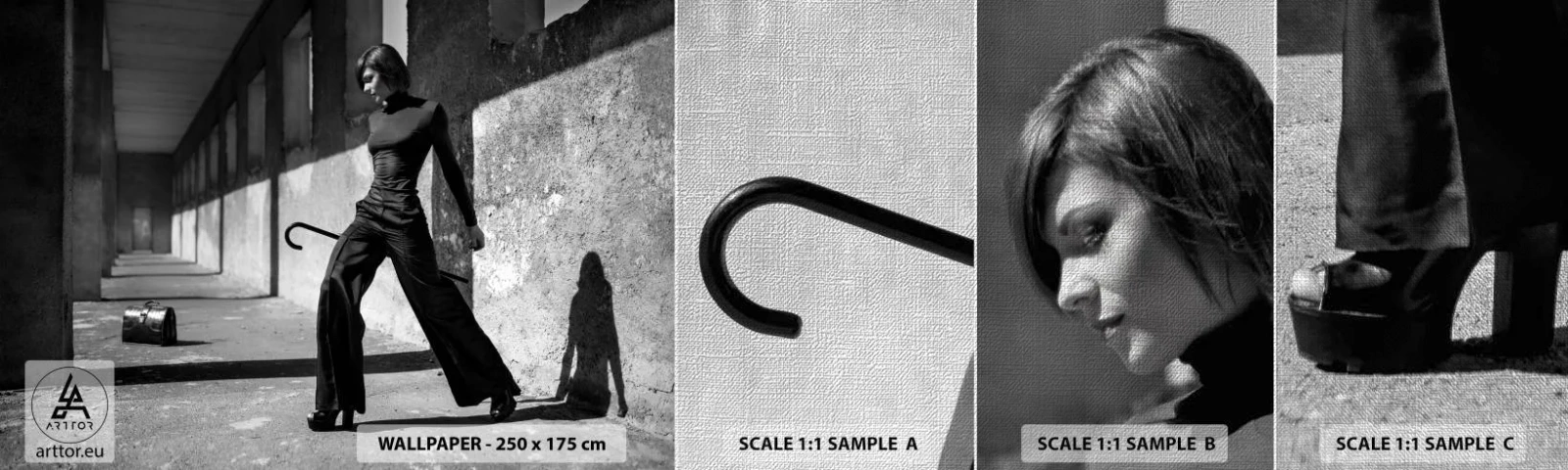 Muestra de fotomural Premium Canvas - Elegancia urbana - Mujer, Moda, Modelo - 100x30 cm