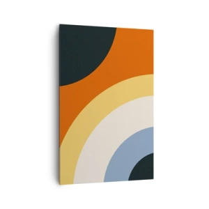 Cuadro sobre lienzo - Impresión de Imagen - Obra de arte abstracta con arcos coloridos y círculos contrastantes. - 80x120cm - Círculo sobre círculo - Decoración de pared moderna para salón y dormitorio ARTTOR