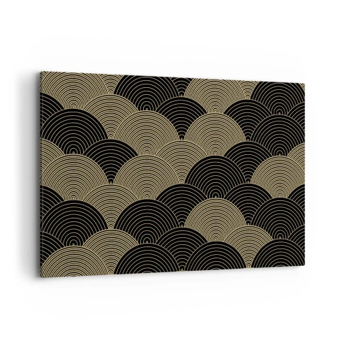 Cuadro sobre lienzo - Impresión de Imagen - Patrón Art Déco con semicírculos y líneas doradas. - 120x80cm - Multiplicación de la unidad - Decoración de pared moderna para salón y dormitorio ARTTOR