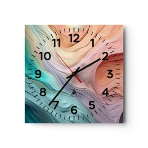 Reloj de pared - Reloj de vidrio - Ola arco iris - 40x40 cm
