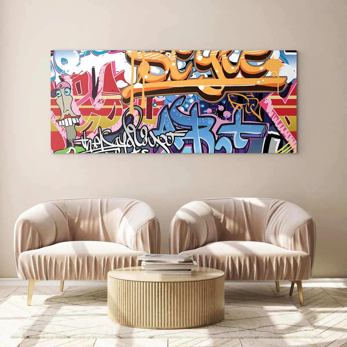Cuadro sobre vidrio - Impresiones sobre Vidrio - Grafiti, el arte urbano - 90x30 cm