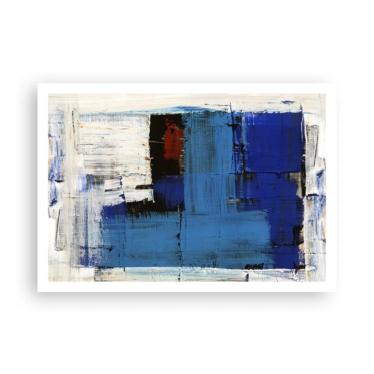 Póster - Composición abstracta en tonos azules y blancos. - 100x70cm - El secreto del azul - Decoración de pared moderna para salón y dormitorio ARTTOR