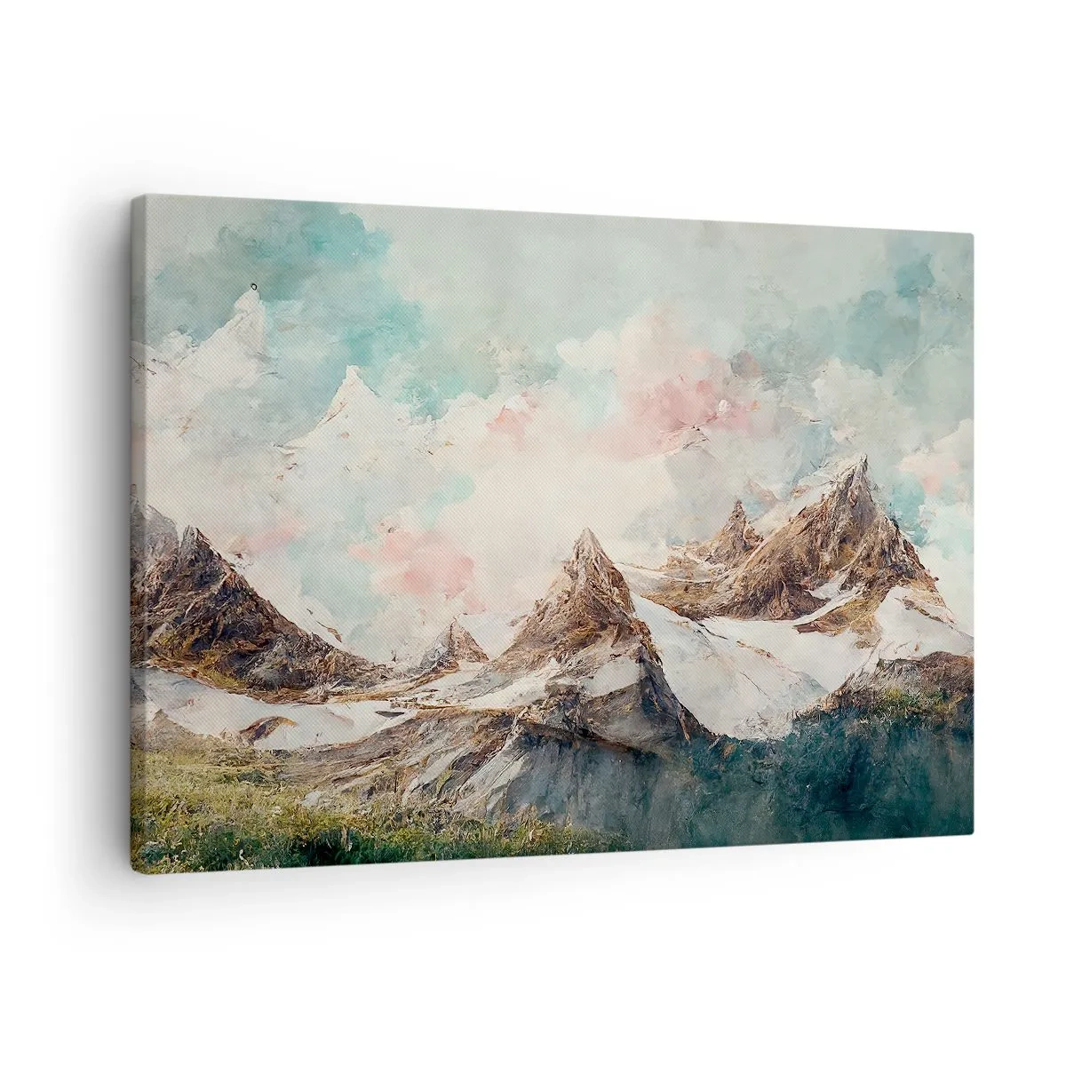 Cuadro sobre lienzo - Impresión de Imagen - Montañas pintorescas con cielos pastel - 70x50cm - Filos rocosos - Decoración de pared moderna para salón y dormitorio ARTTOR