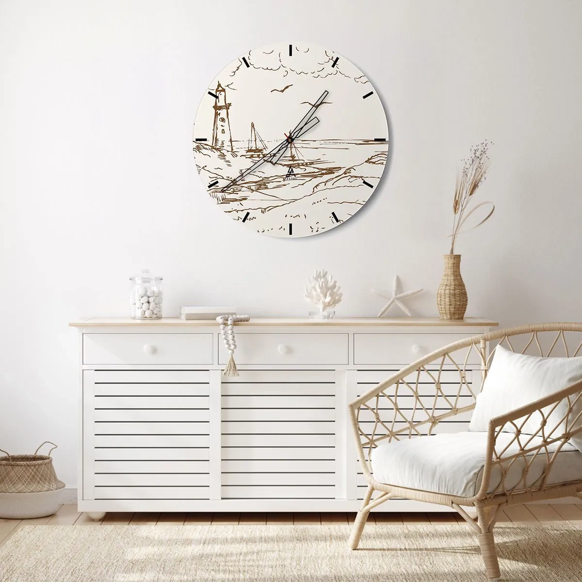 Reloj de pared - Reloj de vidrio - Un esbozo de un recuerdo de verano - 40x40 cm