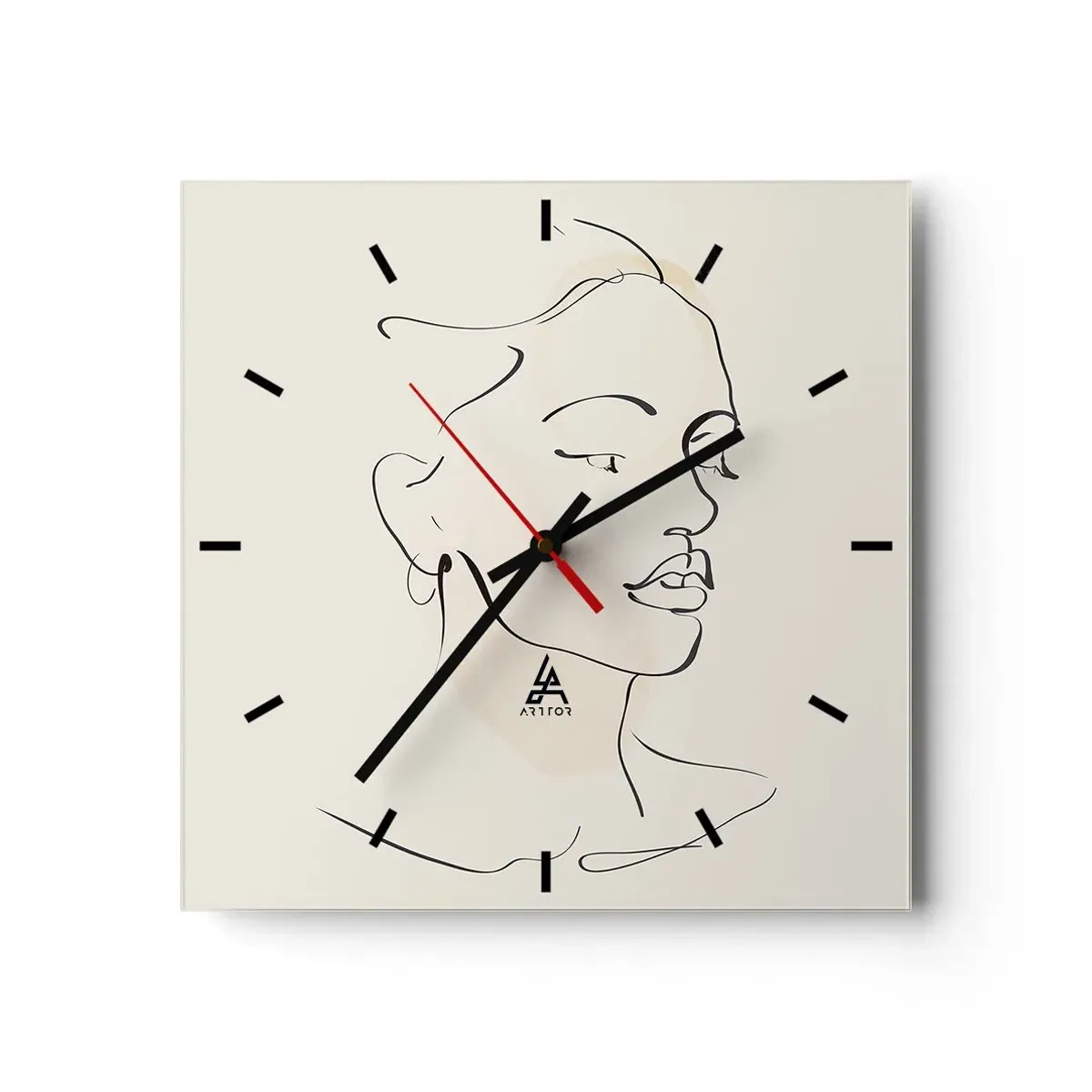 Reloj de pared - Reloj de vidrio - Líneas que muestran seguridad - 40x40 cm