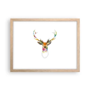 Póster en marco roble claro - Un suave ciervo bañado en color - 40x30 cm