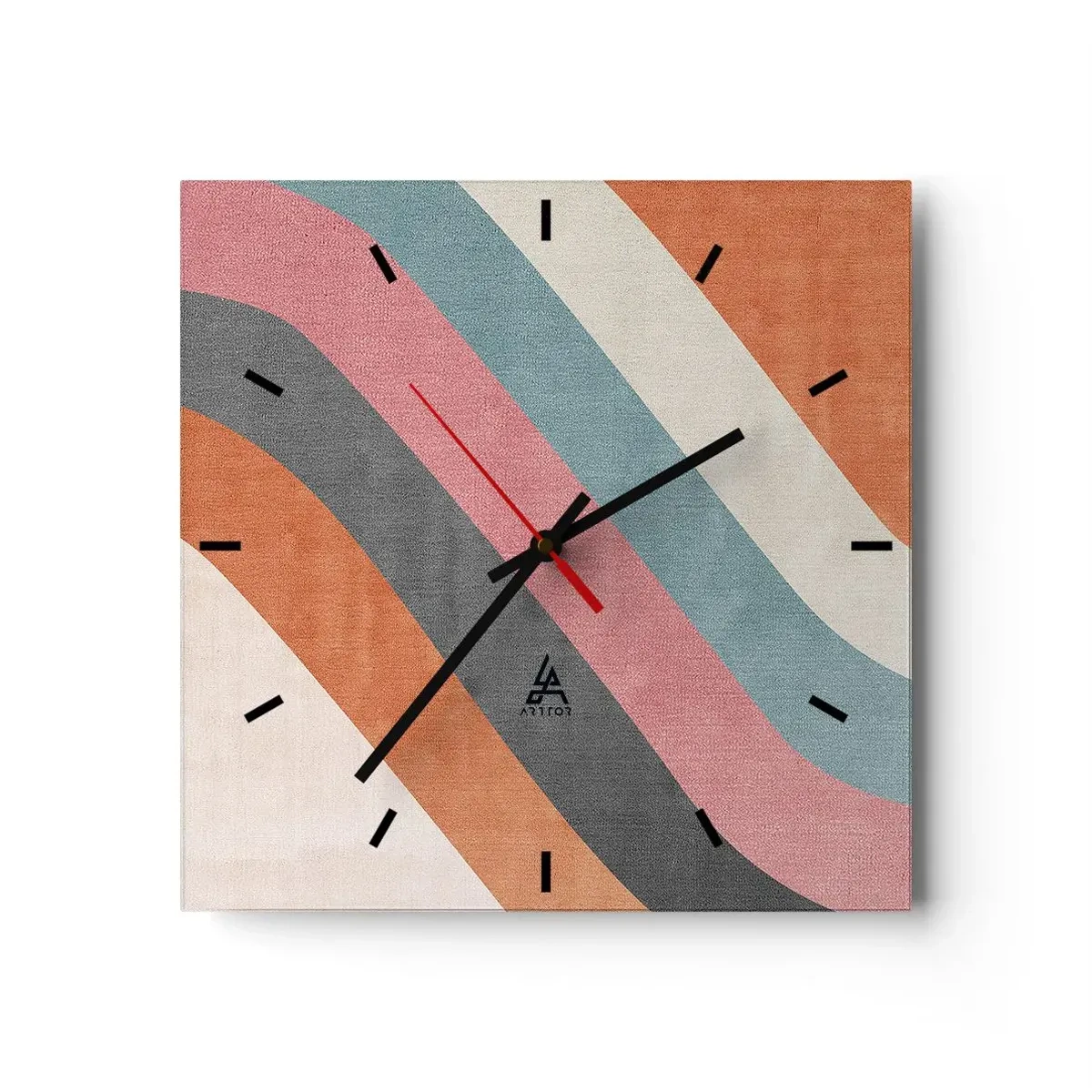 Reloj de pared - Reloj de vidrio - Composición diagonal - movimiento - 40x40 cm