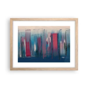 Póster en marco roble claro - Composición vertical en azul y rojo - 40x30 cm