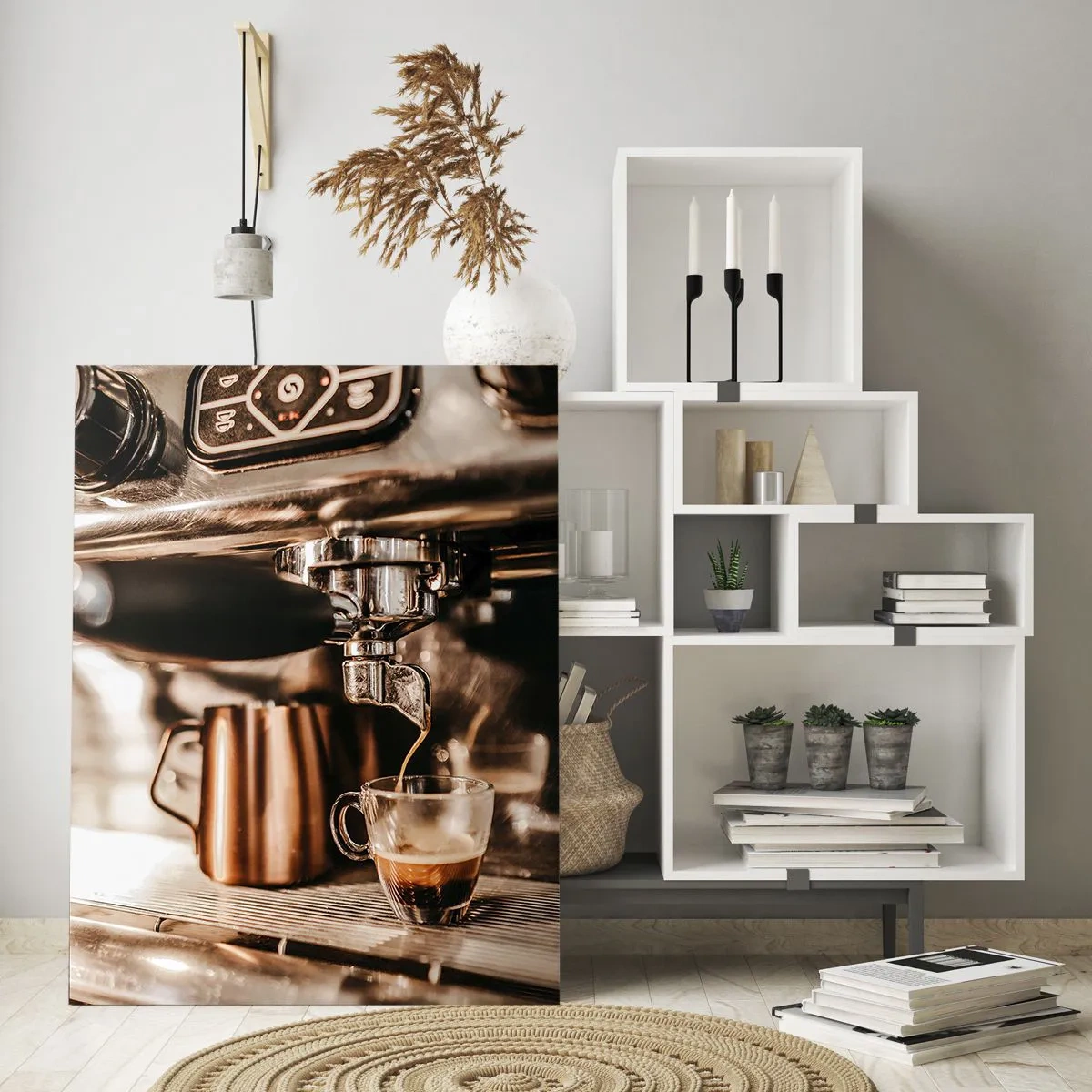 Cuadro sobre vidrio - Impresiones sobre Vidrio - El resplandor del café - 70x100 cm