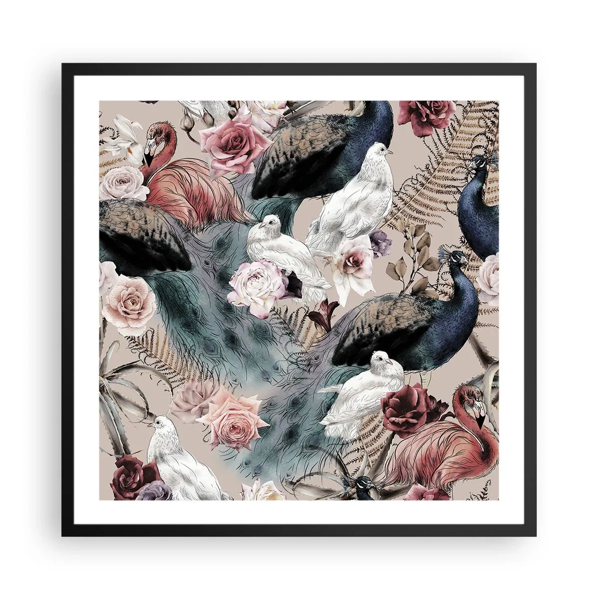 Póster en marco negro - En un jardín de palacio - 60x60 cm