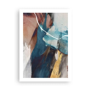 Póster - Abstracción expresiva en tonos azules y dorados. - 50x70cm - Con estilo y energía - Decoración de pared moderna para salón y dormitorio ARTTOR