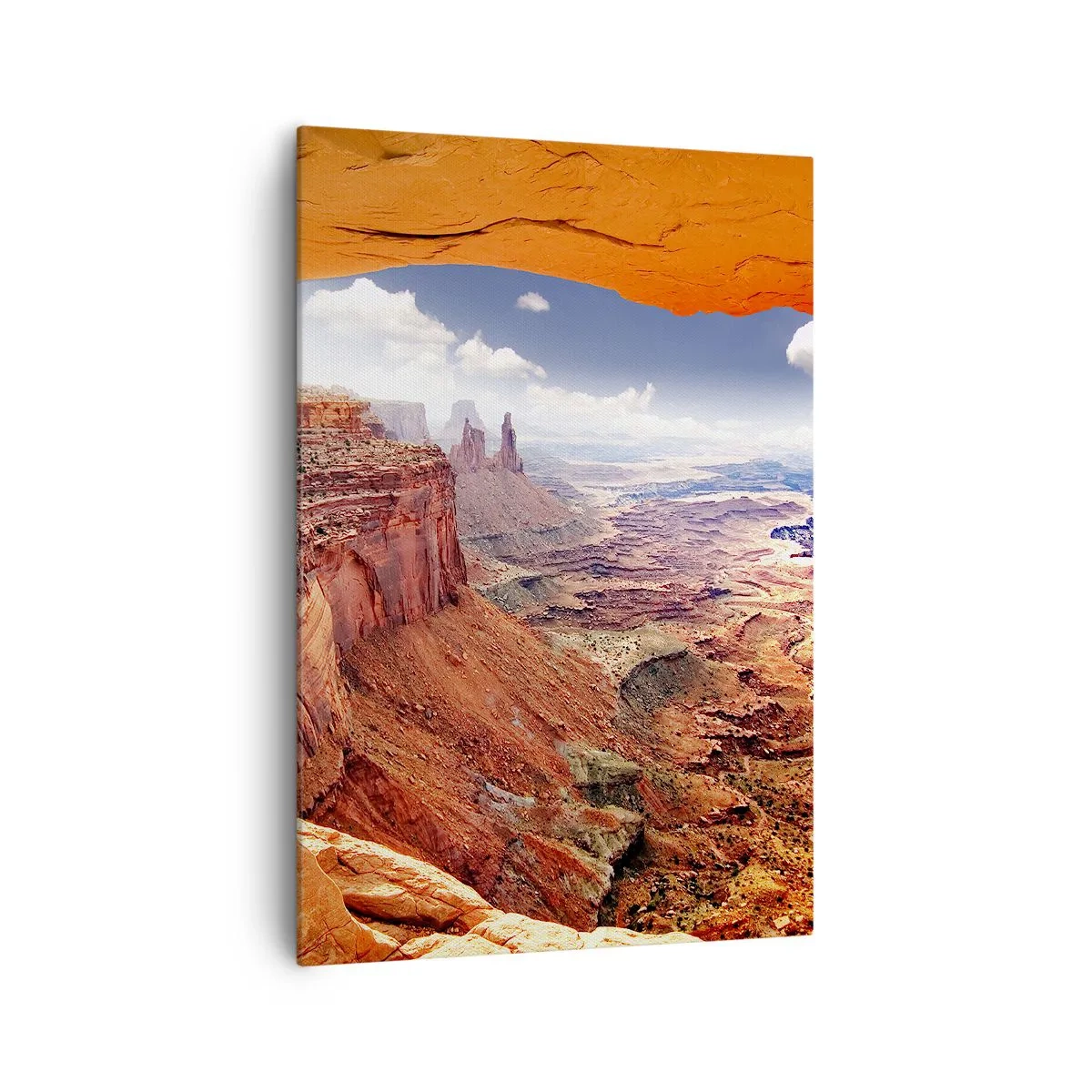 Cuadro sobre lienzo - Impresión de Imagen - Cañón visto a través de una ventana de roca con tonos cálidos de roca. - 70x100cm - Tallado por la propia naturaleza - Decoración de pared moderna para salón y dormitorio ARTTOR