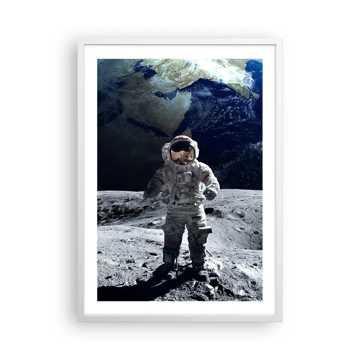 Póster en marco blanco - Saludos desde la Luna - 50x70 cm