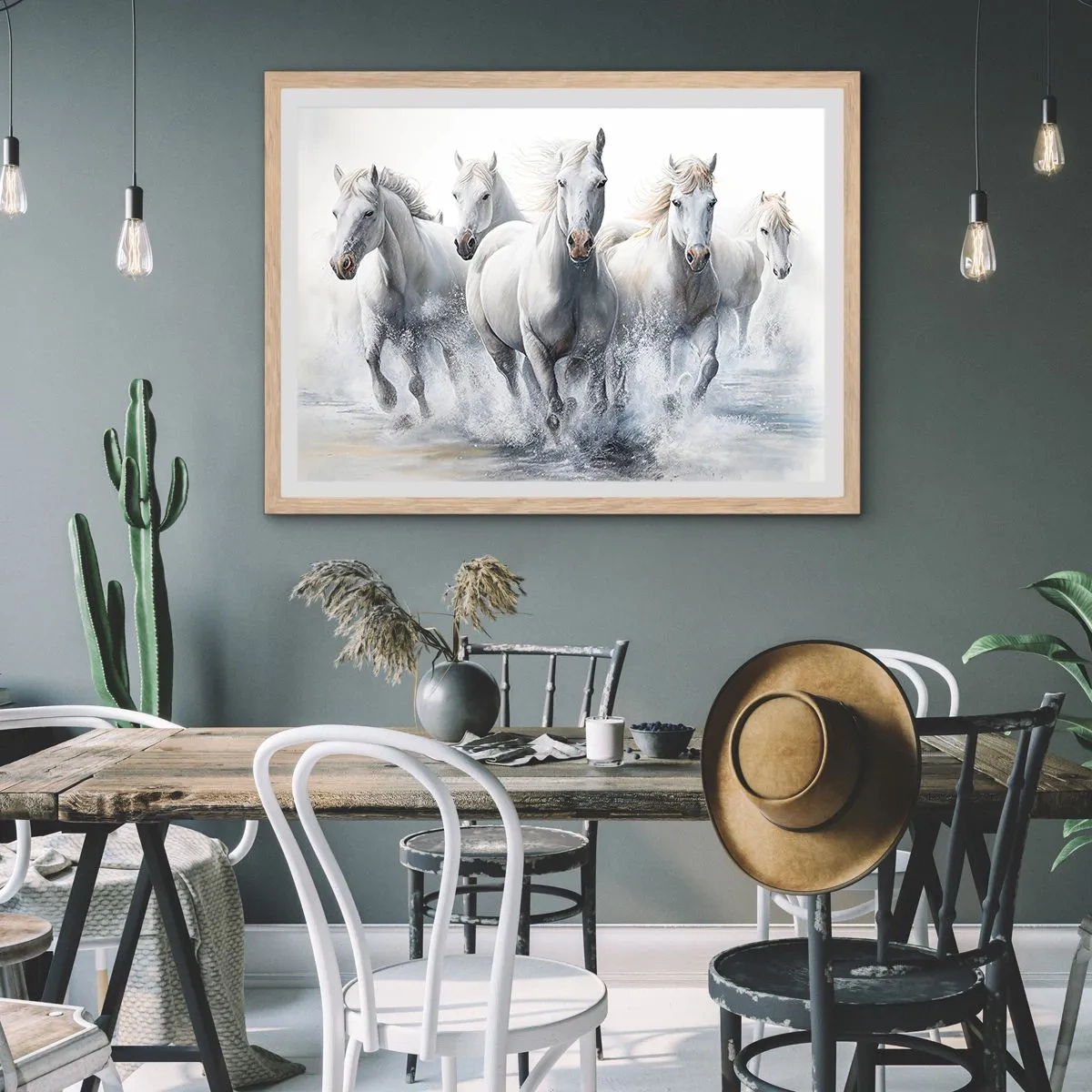 Póster en marco roble claro - Magia blanca - 100x70 cm