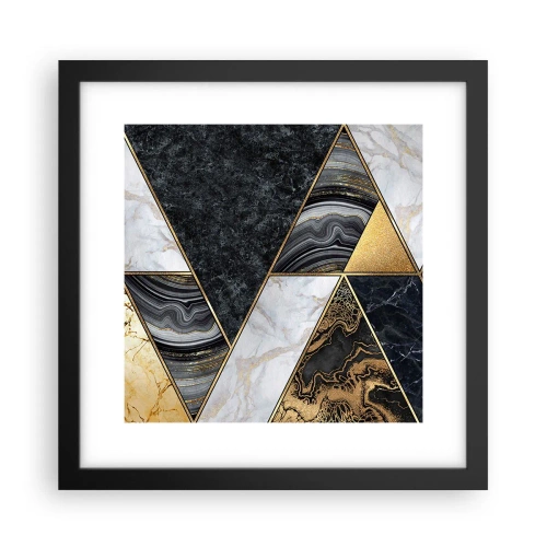 Póster en marco negro - Collage de piedras - 30x30 cm