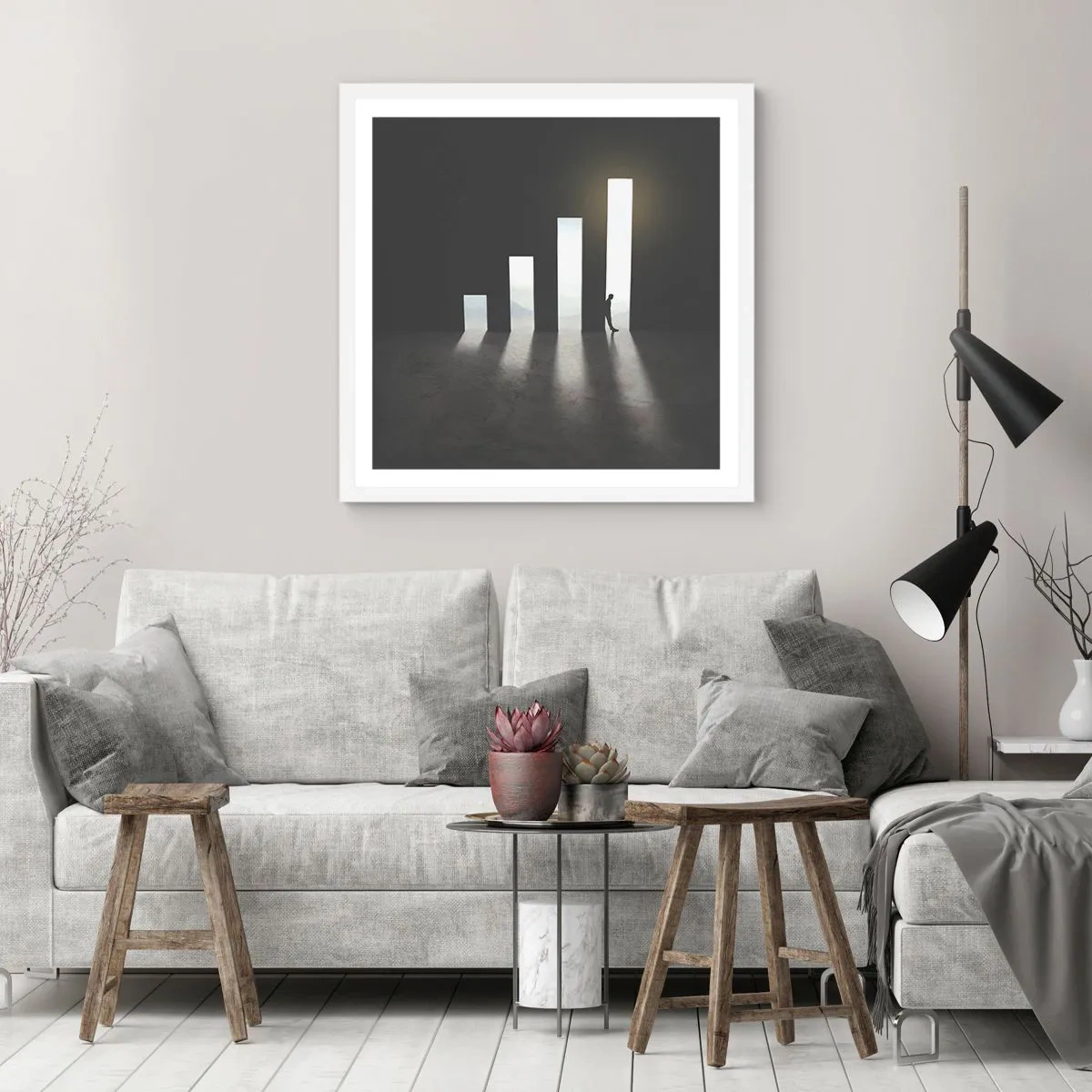 Póster en marco blanco - El camino del éxito - 60x60 cm