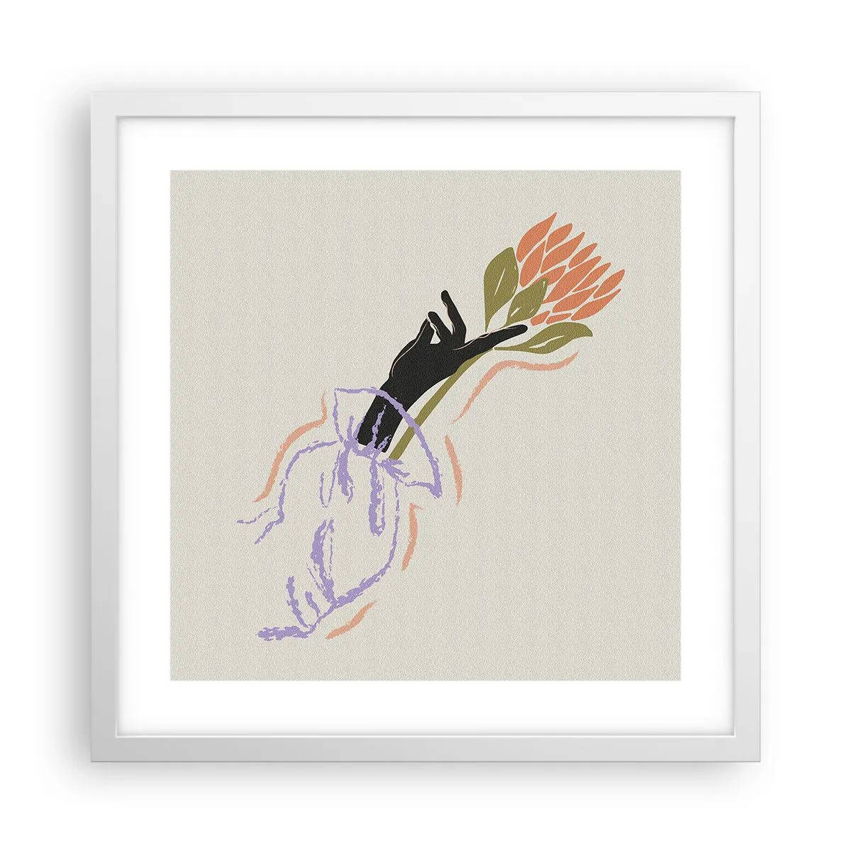 Póster en marco blanco - Un toque fraternal - 40x40 cm