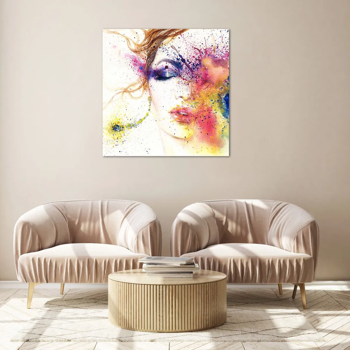 Cuadro sobre vidrio - Impresiones sobre Vidrio - Vértigo del arco iris - 70x70 cm