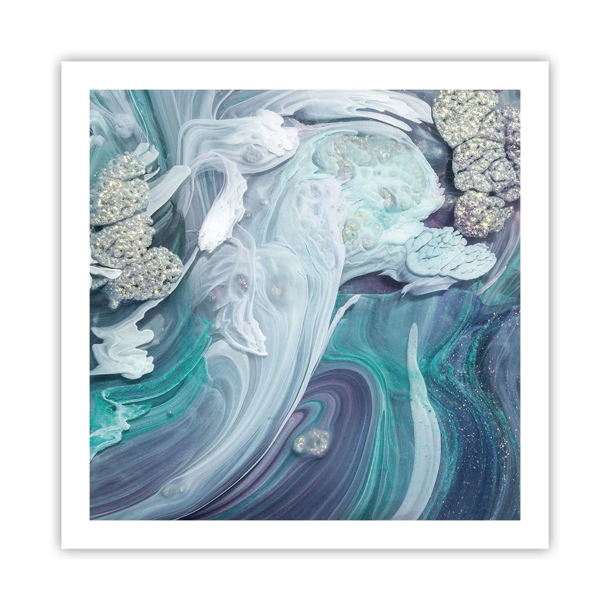 Póster - Corrientes de azul - 60x60 cm