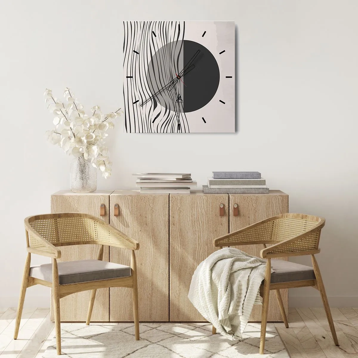 Reloj de pared - Reloj de vidrio - Media composición - 30x30 cm