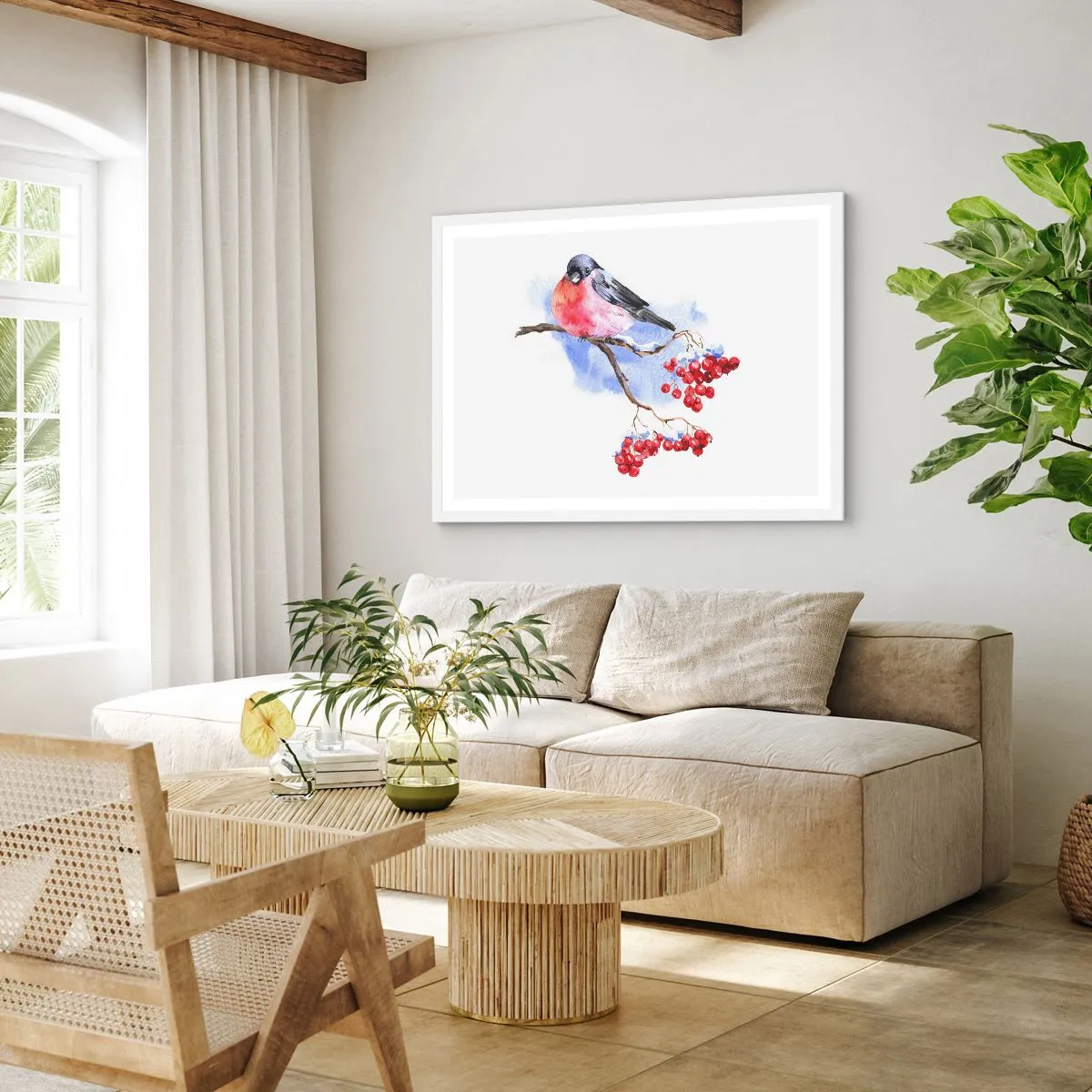Póster en marco blanco - Invierno en color - 70x50 cm