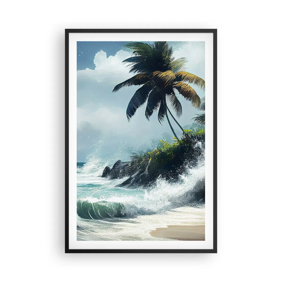 Póster en marco negro - En una costa tropical - 61x91 cm