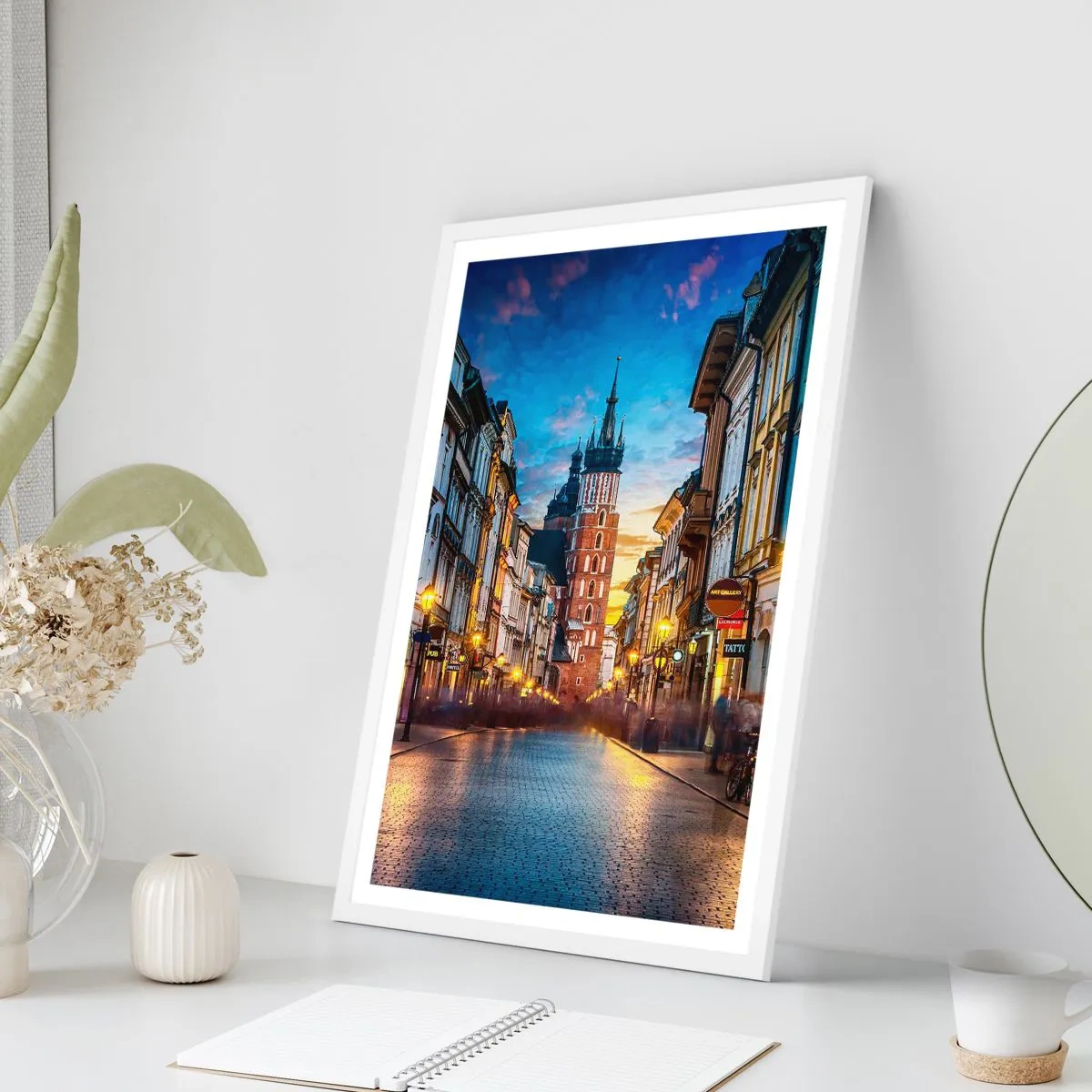 Póster en marco blanco - El encanto de Cracovia - 70x100 cm