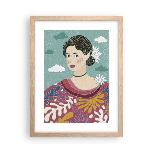 Póster en marco roble claro - Con melancolía en la mirada - 30x40 cm