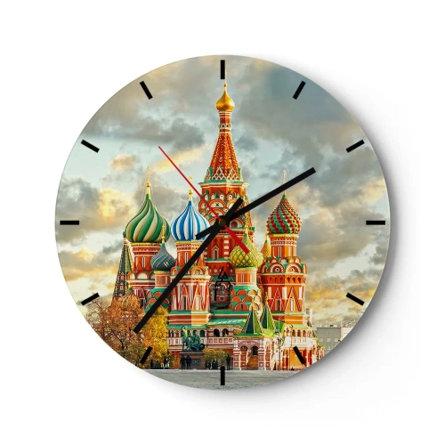 Reloj de pared - Reloj de vidrio - Catedral de San Basilio en Moscú - 30x30cm - Palacio de ensueño - Decoración de pared moderna para salón, cocina y dormitorio ARTTOR