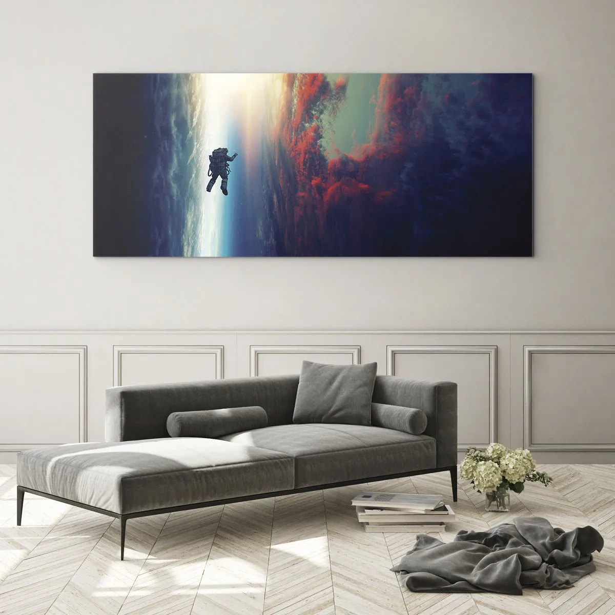Cuadro sobre vidrio - Impresiones sobre Vidrio - Enfrentarse al universo - 100x40 cm