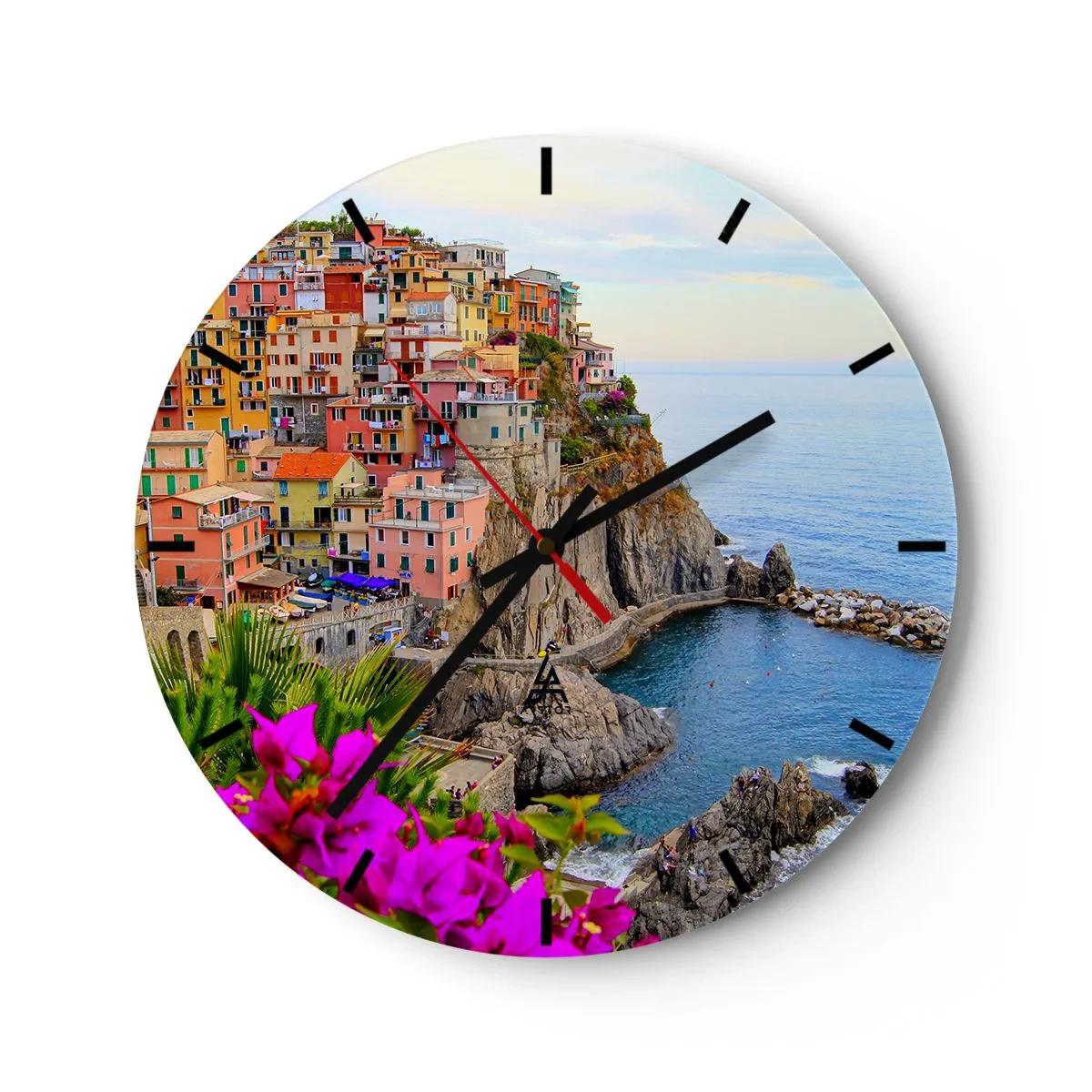 Reloj de pared - Reloj de vidrio - La ciudad de la risa - 40x40 cm