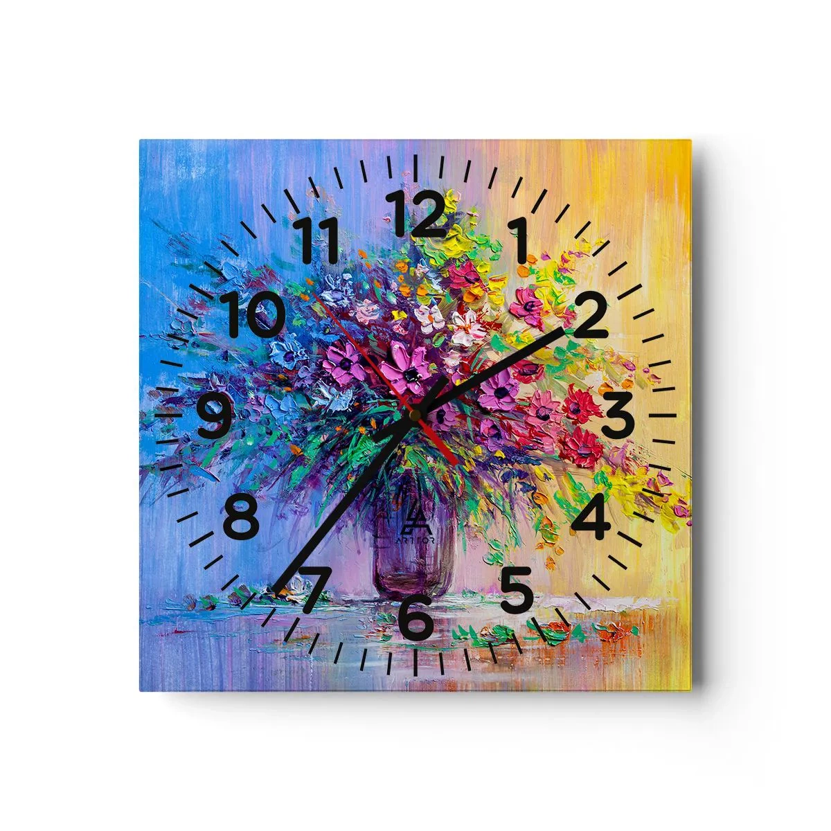 Reloj de pared - Reloj de vidrio - El regalo de un prado de verano - 30x30 cm