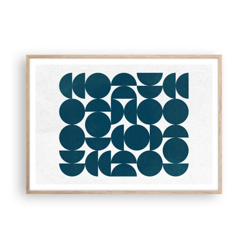 Póster en marco roble claro - Círculos y semicírculos - 100x70 cm