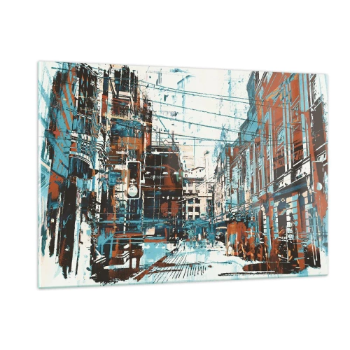 Cuadro sobre vidrio - Impresiones sobre Vidrio - Una pintoresca calle de la ciudad con un estilo artístico y desgastado. - 120x80cm - El sendero de la ciudad - Decoración de pared moderna para salón y dormitorio ARTTOR