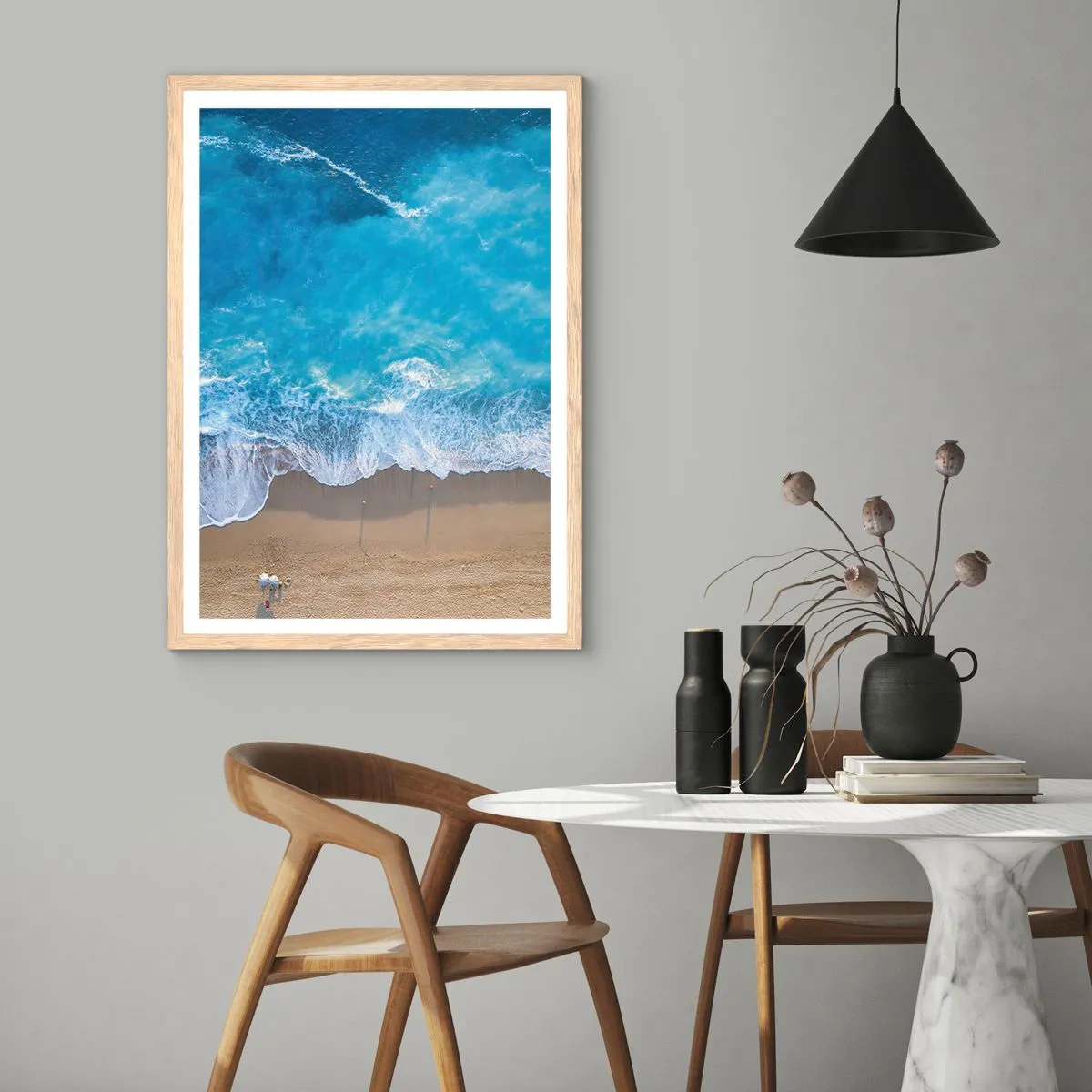 Póster en marco roble claro - El poder del azul - 70x100 cm