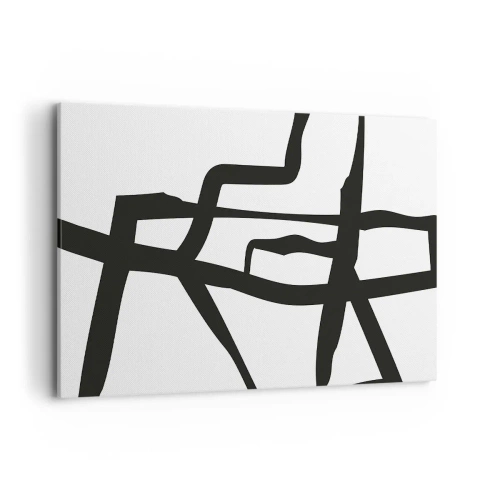 Cuadro sobre lienzo - Impresión de Imagen - Patrón minimalista en blanco y negro con líneas geométricas. - 120x80cm - Construcción en blanco y negro - Decoración de pared moderna para salón y dormitorio ARTTOR