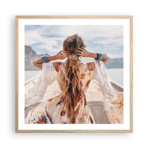 Póster en marco roble claro - Rumbo a la felicidad - 60x60 cm