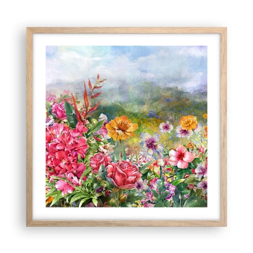 Póster en marco roble claro - Un jardín enloquecido - 50x50 cm