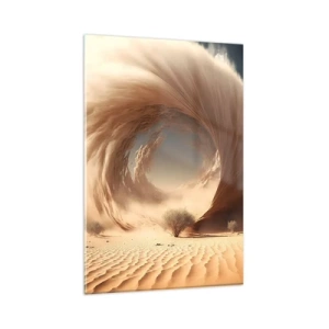 Cuadro sobre vidrio - Impresiones sobre Vidrio - Remolino de arena dinámico en un desierto con árboles - 80x120cm - Portal abierto - Decoración de pared moderna para salón y dormitorio ARTTOR