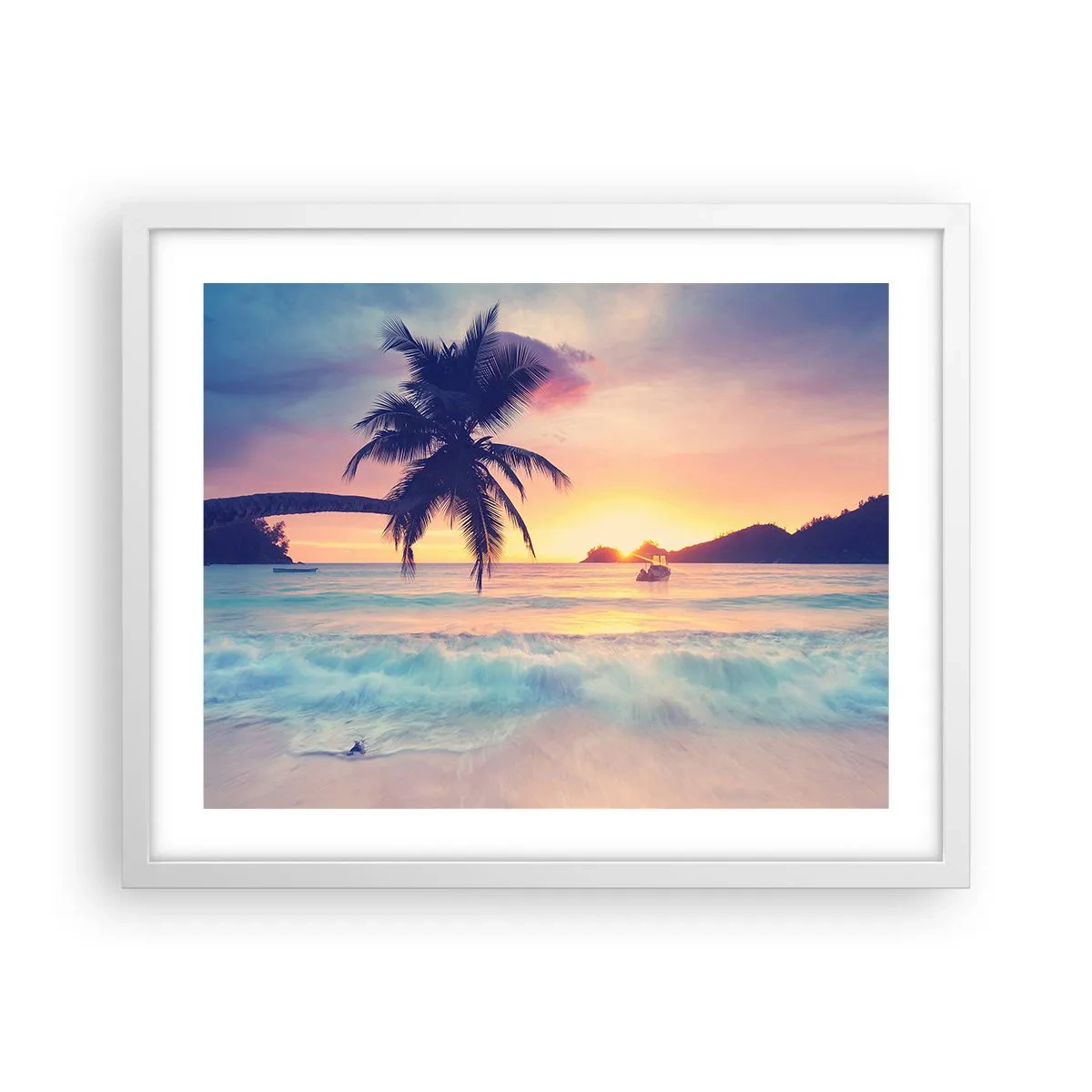 Póster en marco blanco - Atardecer en la bahía - 50x40 cm